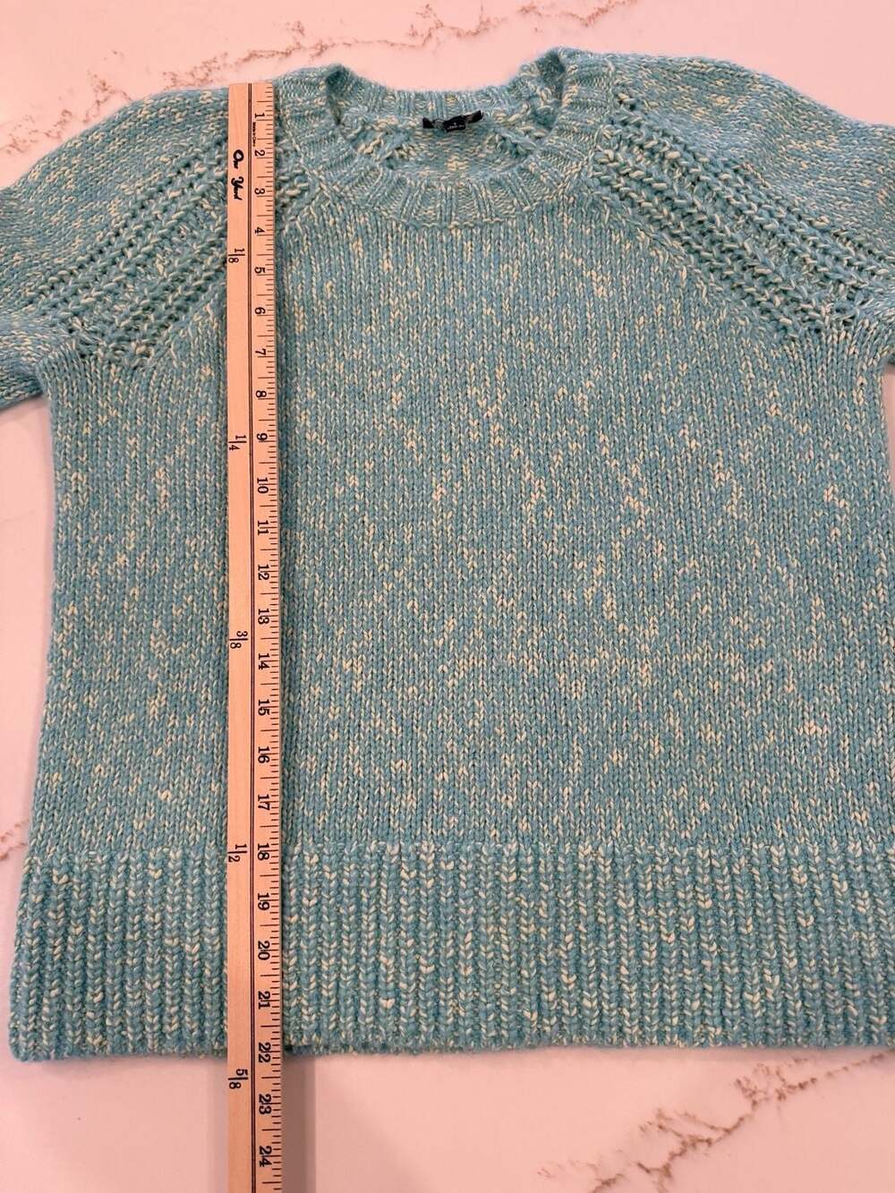 Talbots Blue Marled Knit Raglan Sleeve Sweater Size S - Picture 4 of 5